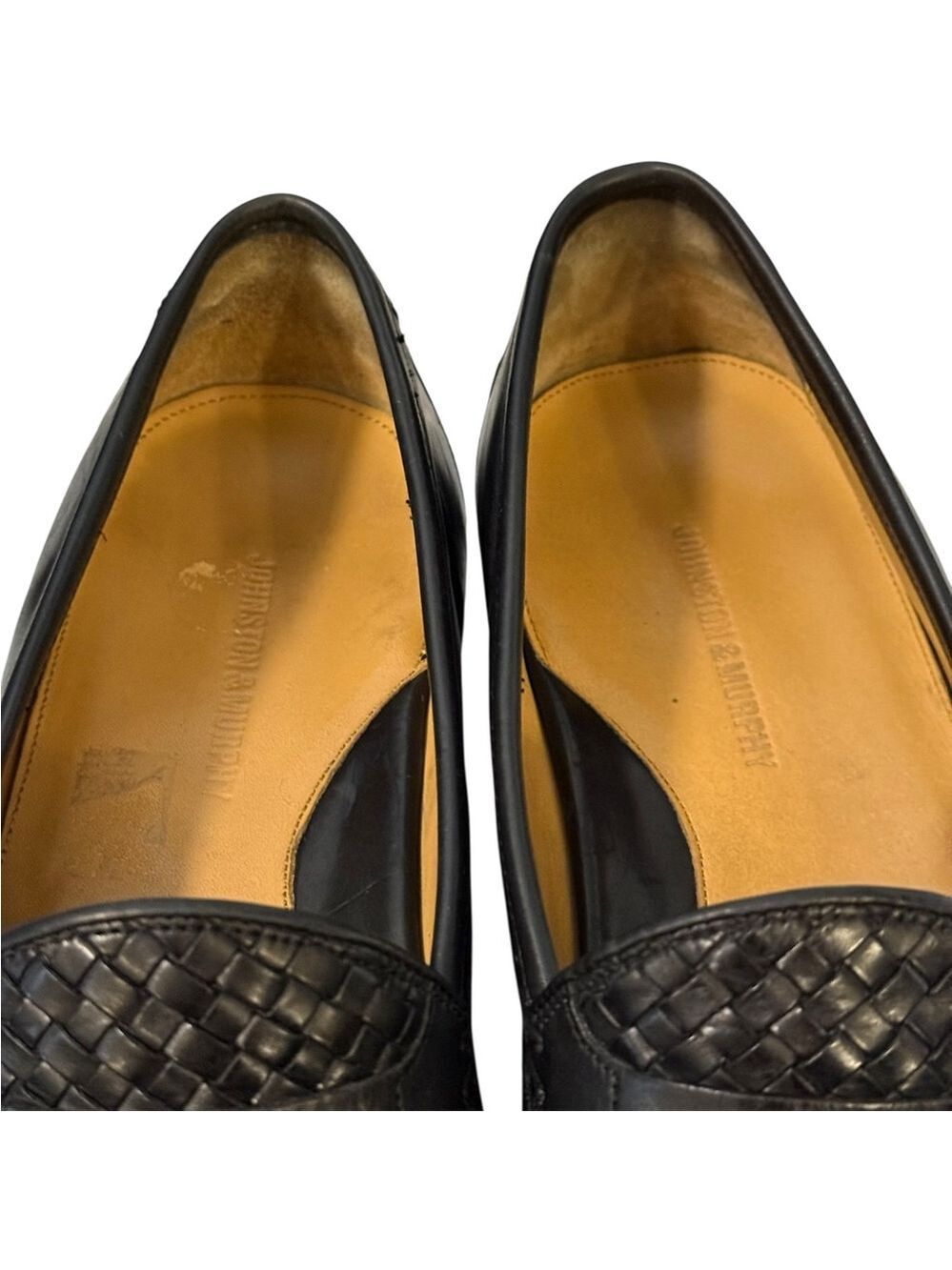Johnston & Murphy Woven Leather Tassel Loafers Black Mens 10½ Medium - Picture 7 of 12